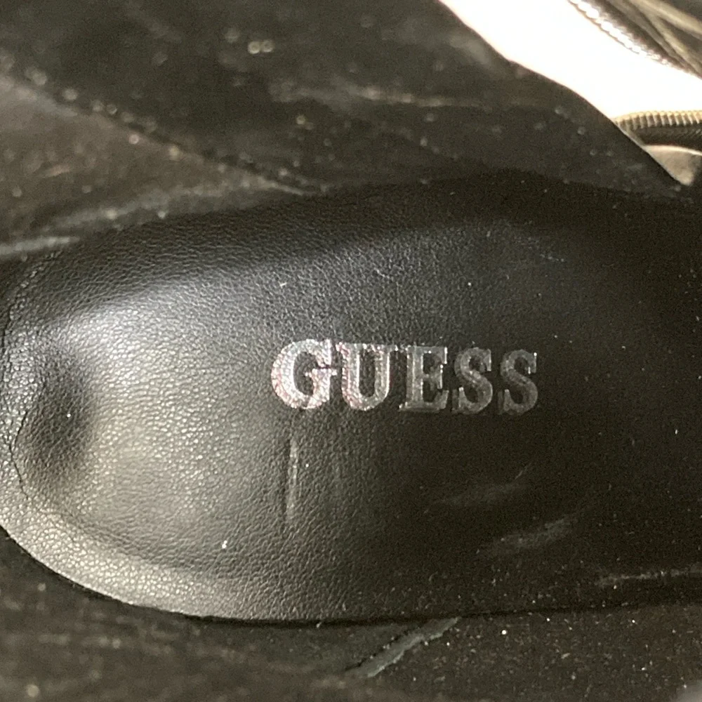 Guess Dejah Charcoal Glitter Platform Booties Side Zip High Heel Size 6